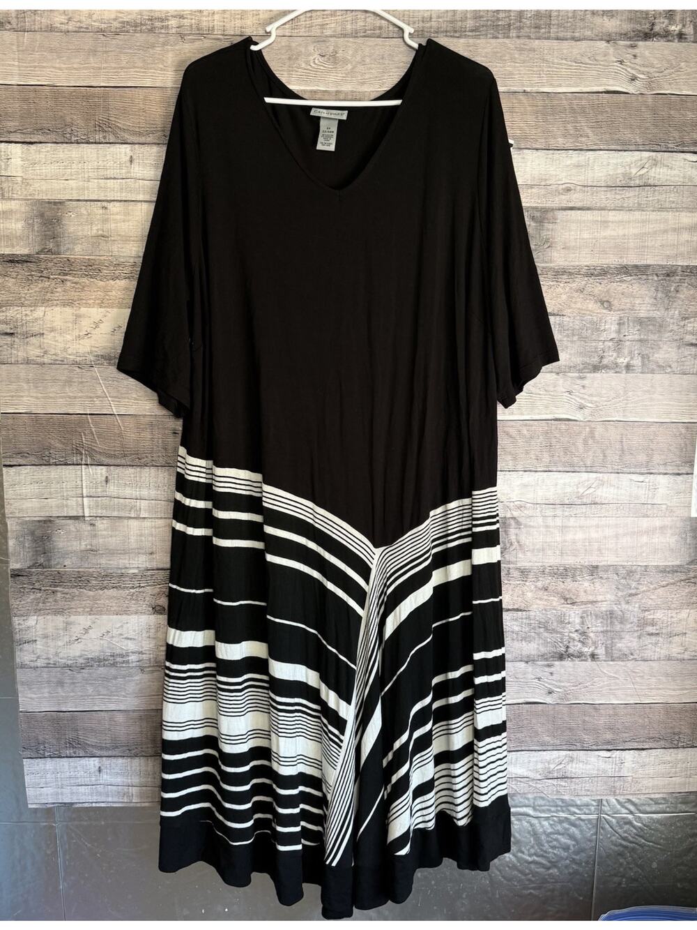 Catherines Women's Plus Size Maxi Dress Sz 2X Black/White Stripe